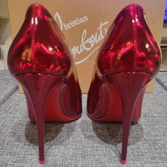 Excellent Condition Christian Louboutin SO KATE 100 Metallic Loubi Red Heels! - Picture 3 of 16